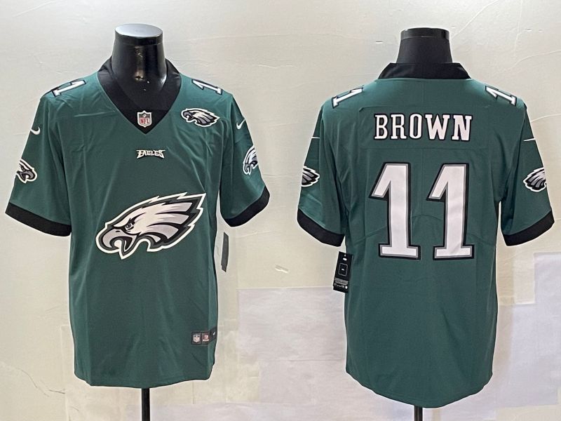 Men Philadelphia Eagles #11 Brown Green 2024 Nike Limited NFL Jersey style 01081